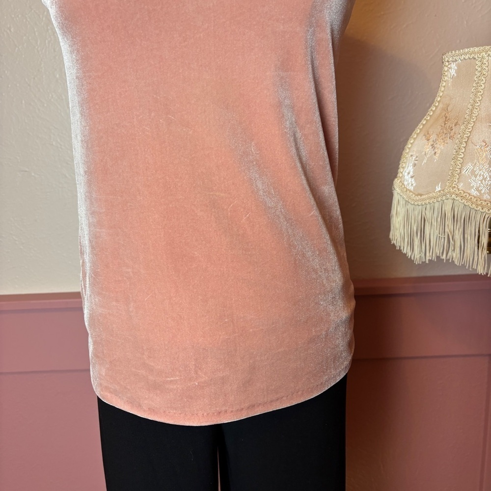 velour peachy pink blouse  white house black market sz xxs office holiday women - Picture 5 of 9